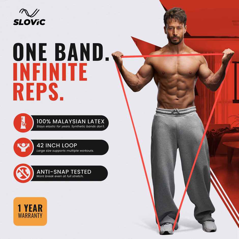 Slovic Natural Rubber Latex Resistance Band | 7-15kg | Ideal for Gym & Home Workout | Red