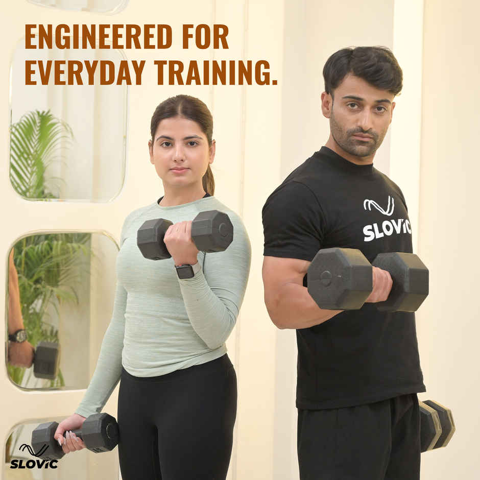 Slovic PVC Dumbbell Set (3 kg X 2) | Black | for Weightlifting & Home Gym | Non-Slip Coated Handle