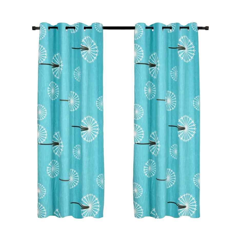 BAY6 Polyester Window Curtains | Set of 2 | 5x4 ft | Light Blue