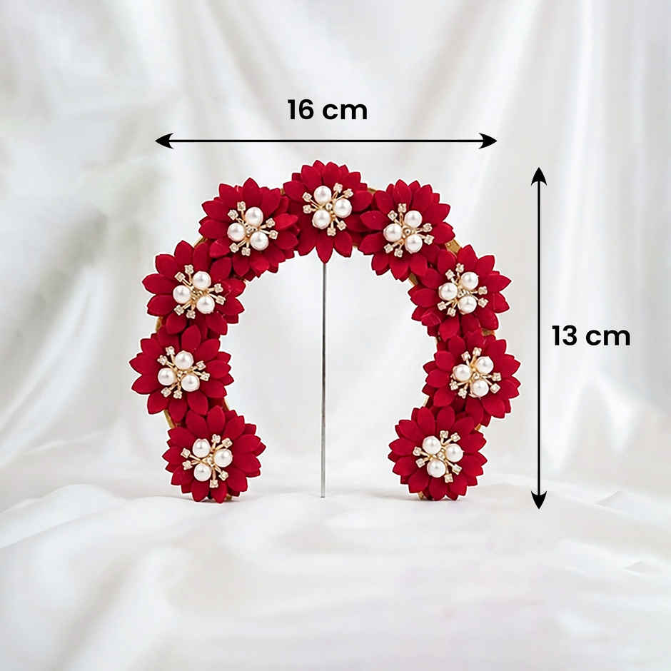 Red Flower Arch | Idol & Kalash Backdrop Decor | Medium | Svasti