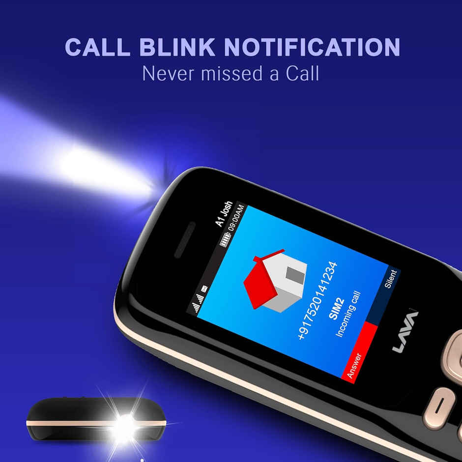 Lava A1 Josh Dual Sim Keypad Mobile | 1.77" Display | 1000 mAh Battery | Bol Feature | Black Gold