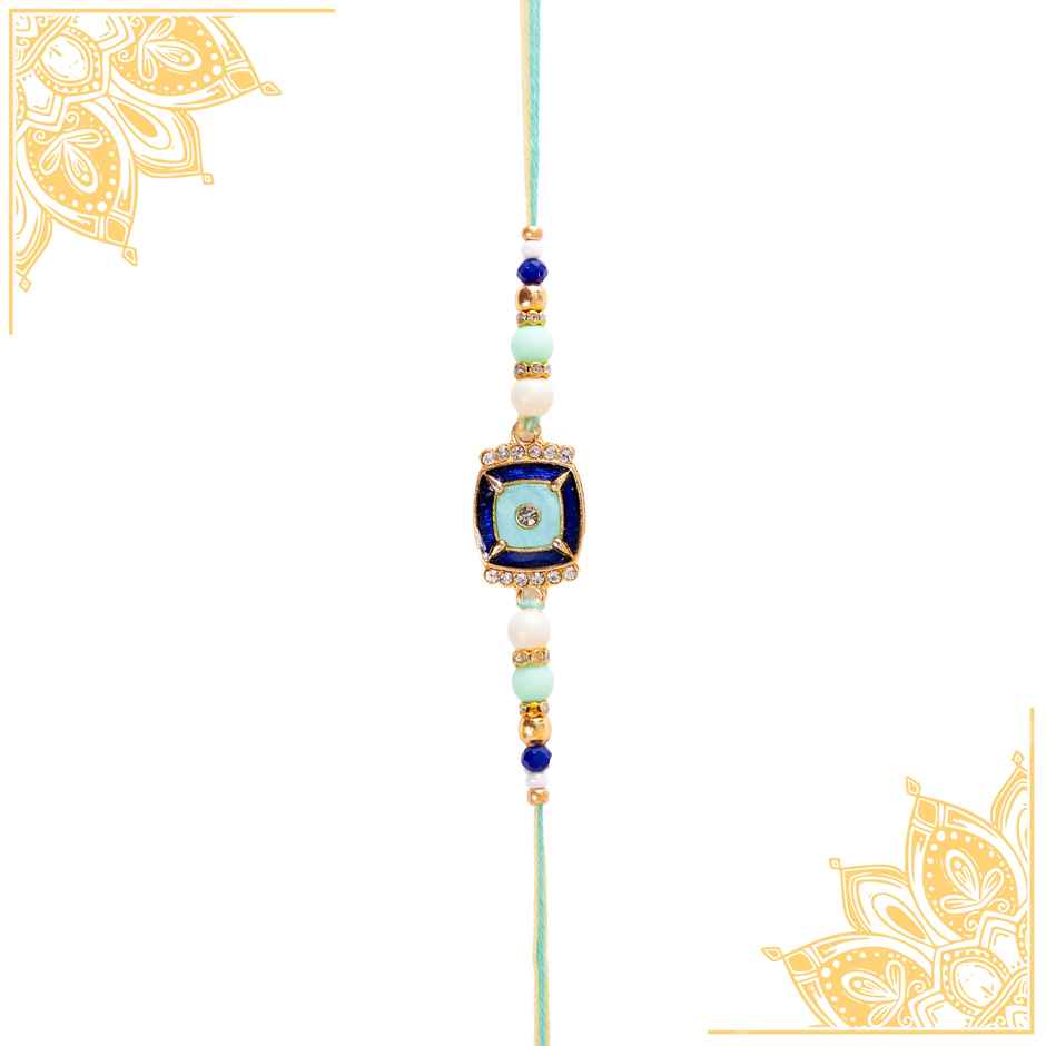 Bandhan Desinger Unique Minimalistic Pink Rakhi Lumba Set For Brother And Bhabhi (1pc) & Avyaan Rakhi - Men'S Single - Abstract (1pc) Combo