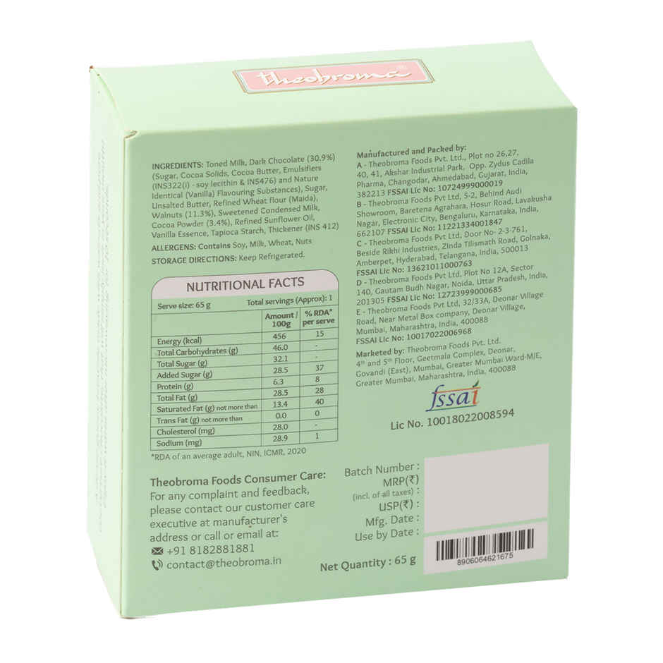 Theobroma Eggless Walnut Brownie