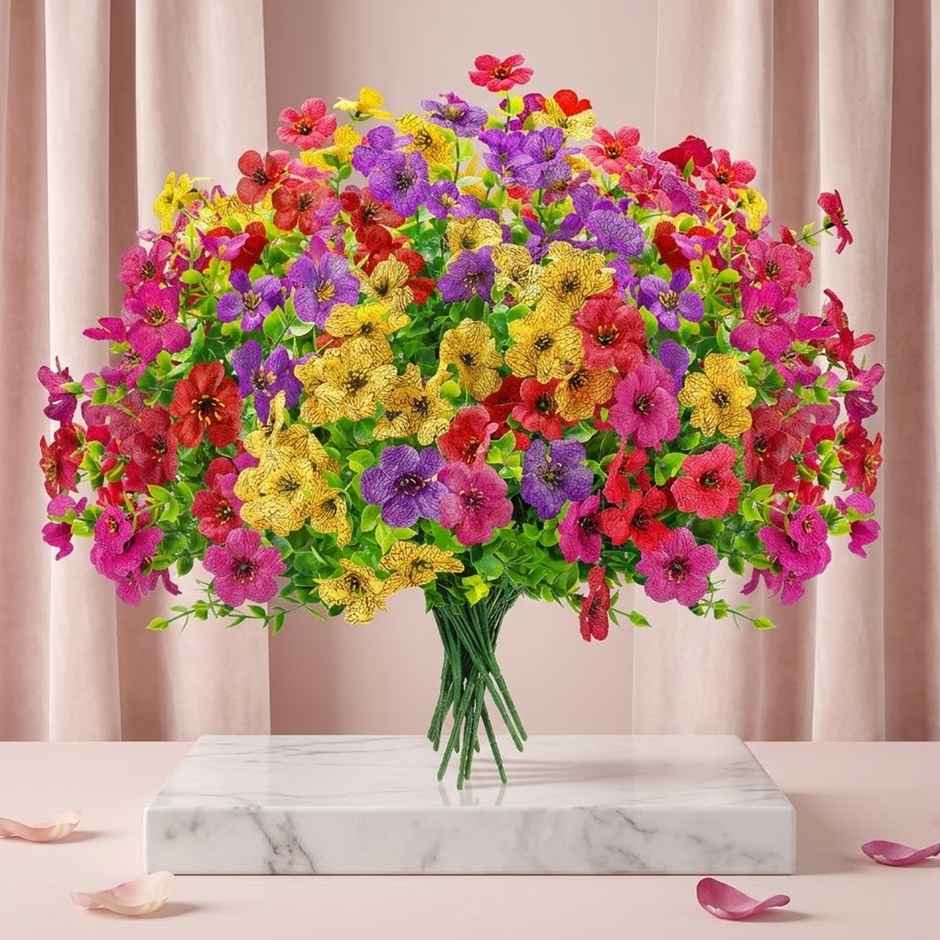 Artificial Eucalyptus Flower Bunch | Multicolour | 14.1 in | Tied Ribbons