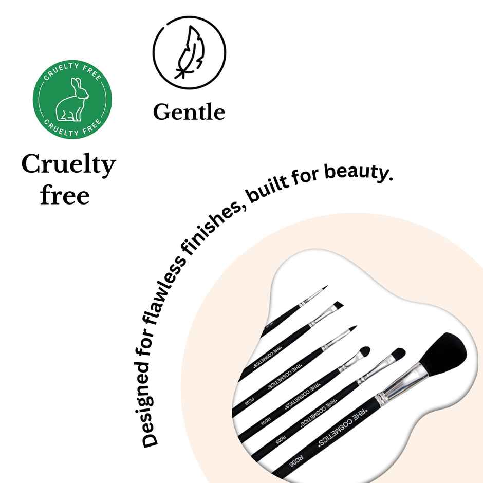 Rhe Cosmetics Premium Brush Set For Face & Eye Makeup - Pack Of 6 Pcs
