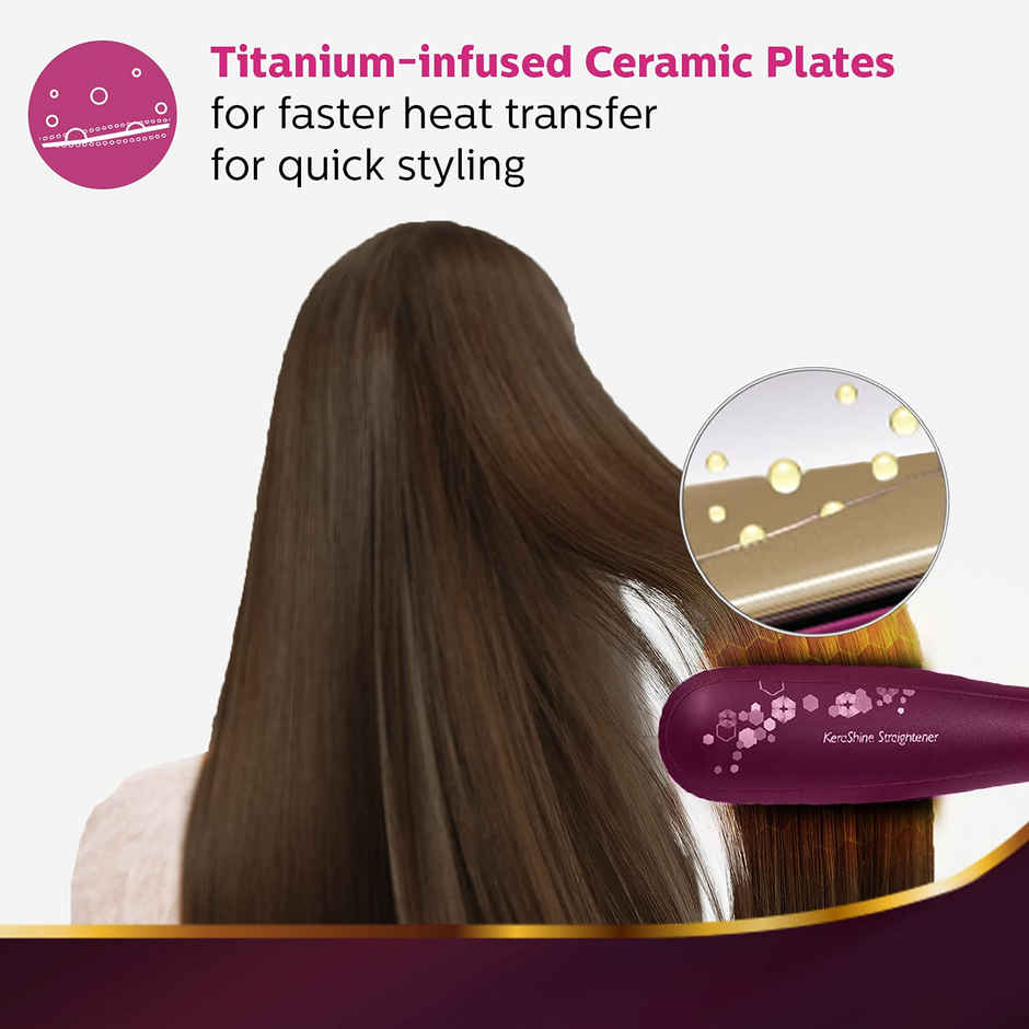 Philips Kerashine Titanium Wide Plate Straightener | SilkProtect Instant Shine | BHS738/00