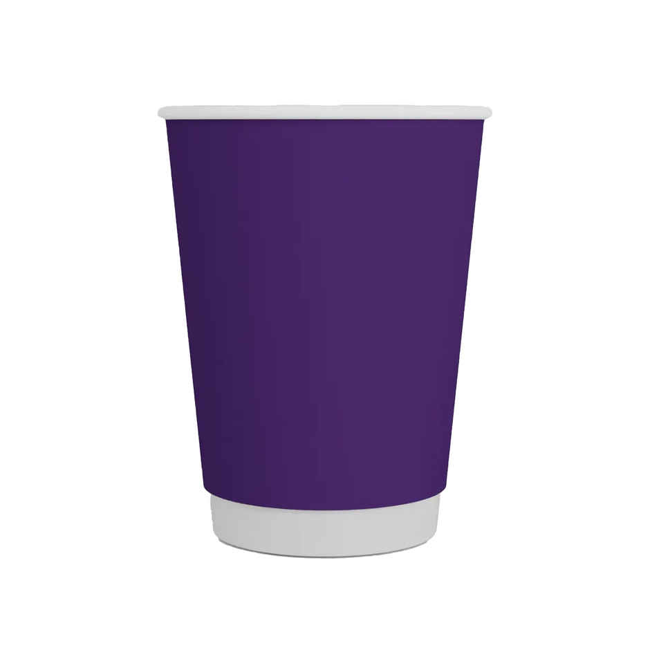 Double Walled Coffee Cups | Purple | 350 ml | Pack of 10 | Vinay Trading