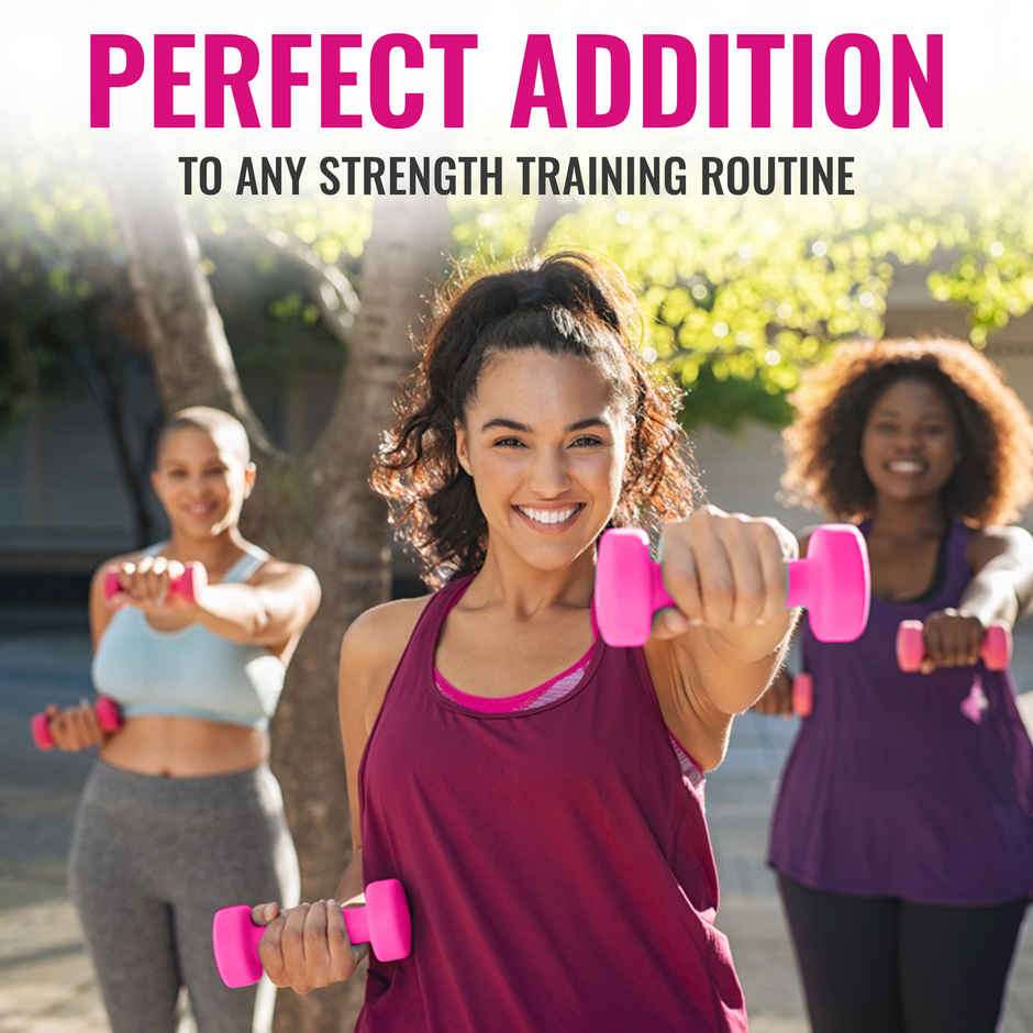 Slovic Neoprene Dumbbell Set (1 kg X 2) | Pink | for Home & Gym Use | Anti-Skid Rubber