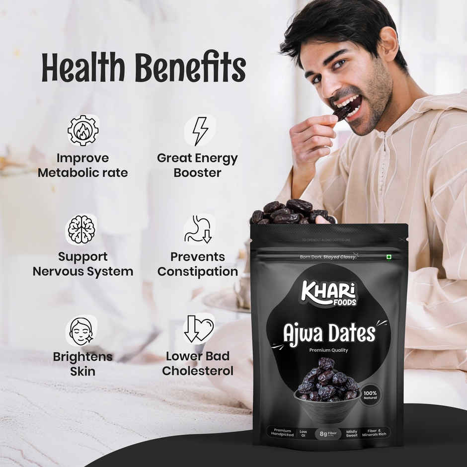 Khari Foods Premium Ajwa Dates | Minerals Rich Khajur Dry Fruit Khajoor