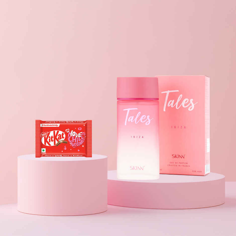 Nestle Kitkat Love Break, 4 Finger Chocolate Coated Wafer(38.5gms) & Skinn Tales W Ibiza(100ml) Combo