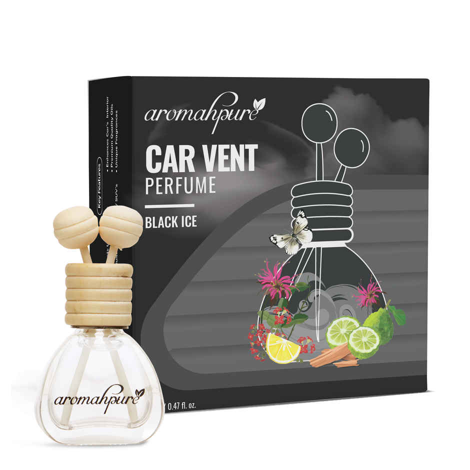Aromahpure Car Perfume Vent Clip with Wooden Reed Stick | Black Ice Fragrance | Last upto 30 days