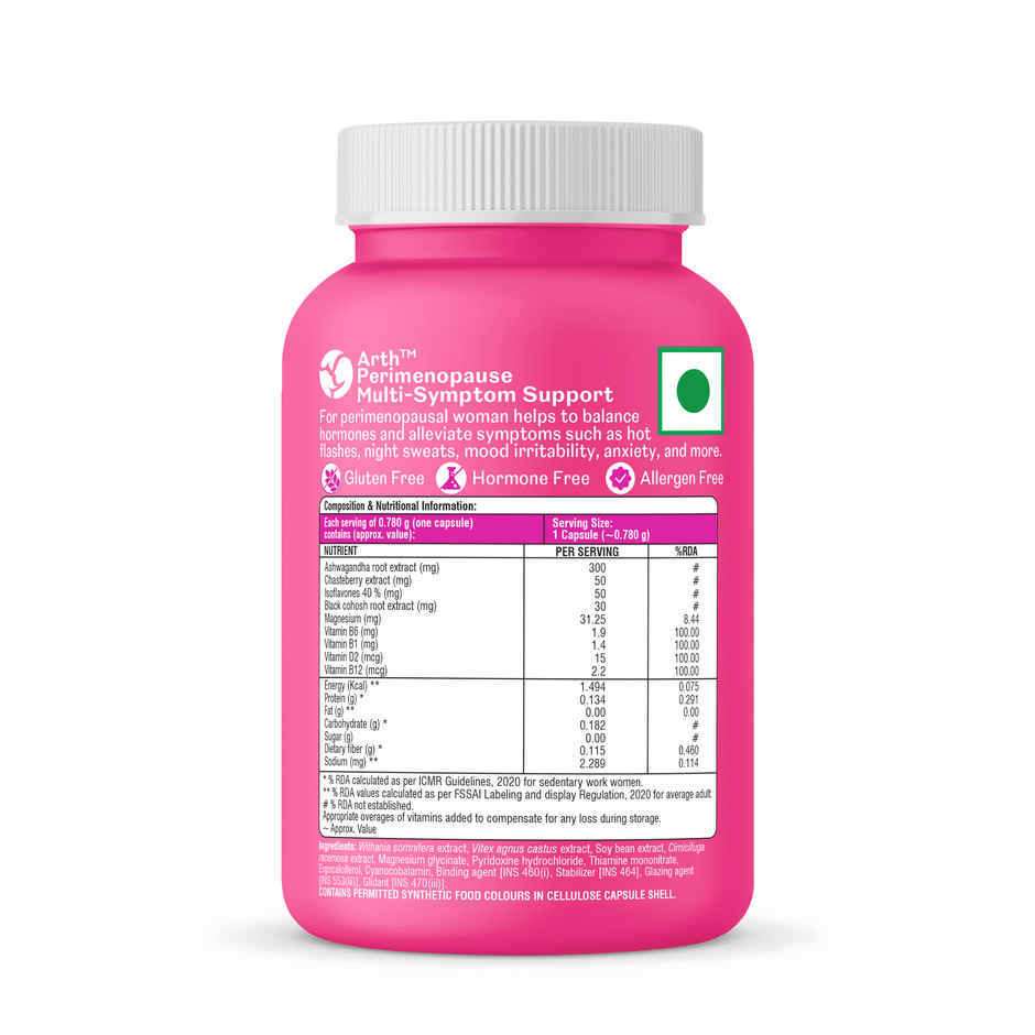 Arth By Emcure Perimenopause Supplement for Women | Hot Flashes, Mood Swings & Hormonal Balance