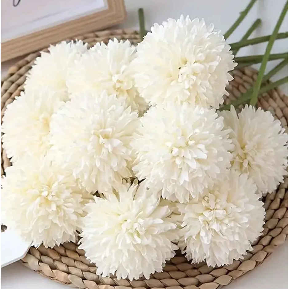 Tied Ribbons Set Of 6 Artificial Ball Flowers Bunches Without Vase