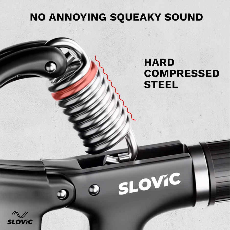 Slovic upto 60kg Adjustable Hand Grip Strengthener for Forearm & Wrist Strengthening - Black