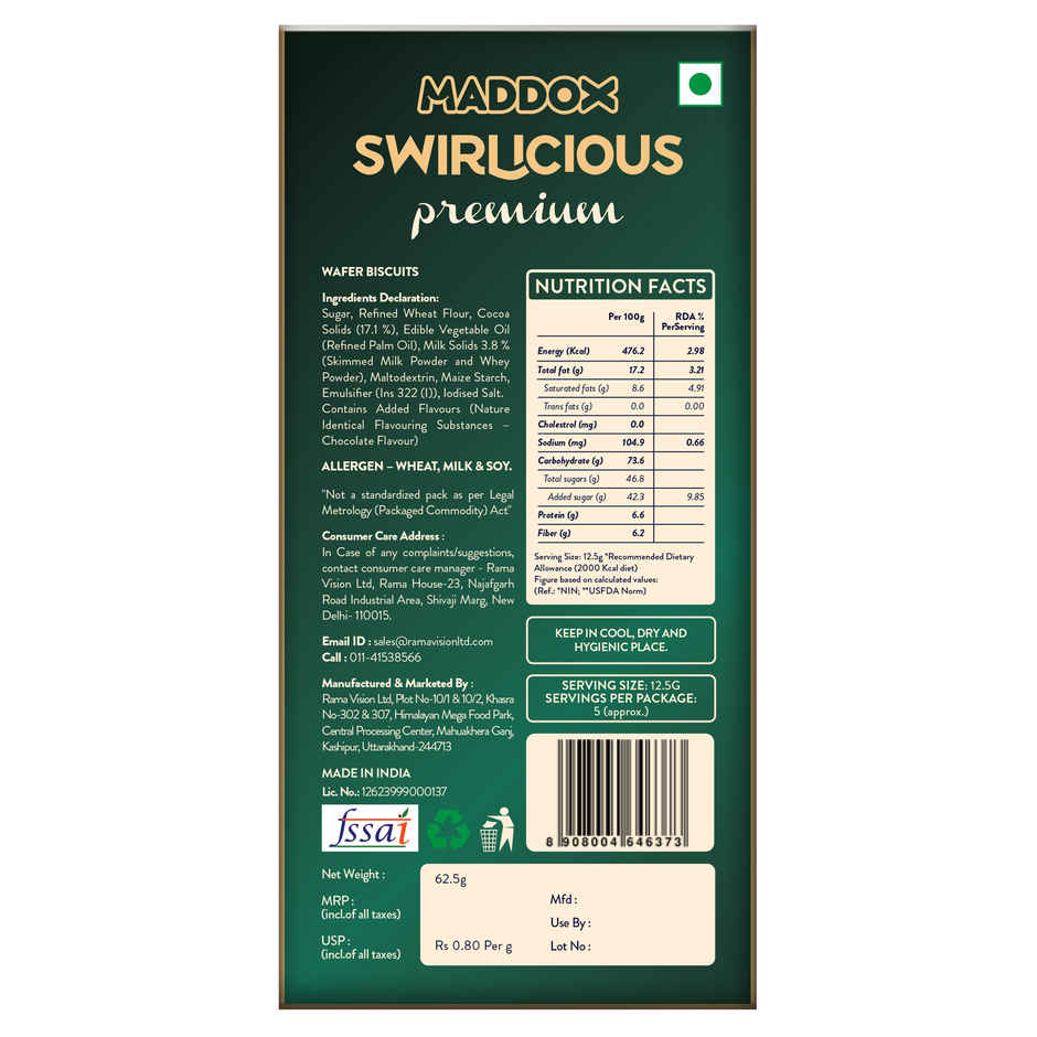 Maddox Swirlicious Premuim Mint Chocolate Wafer Roll