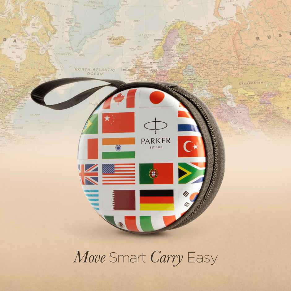 Parker Galaxy Standard Gold Trim Roller Ball Pen with Country Flag Case | Gift Set