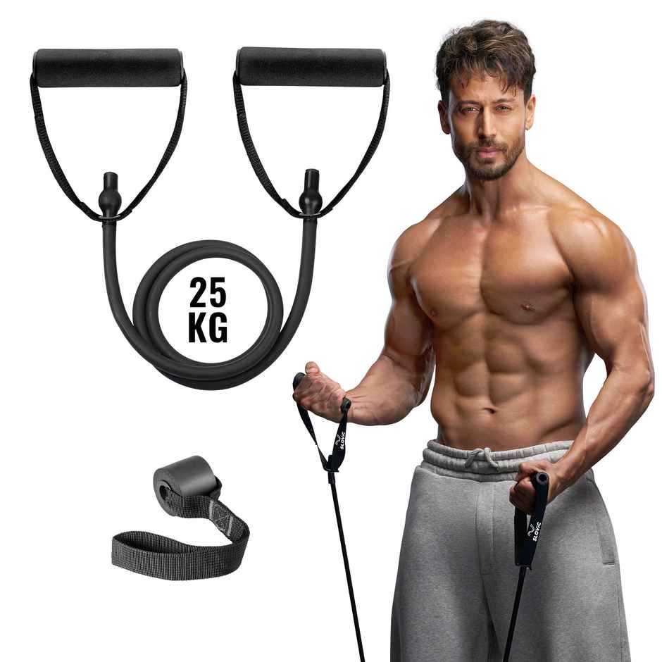 Slovic 25Kg Tube Resistance Band for Full Body Workout & Exercise - Natural and Unbreakable Rubber