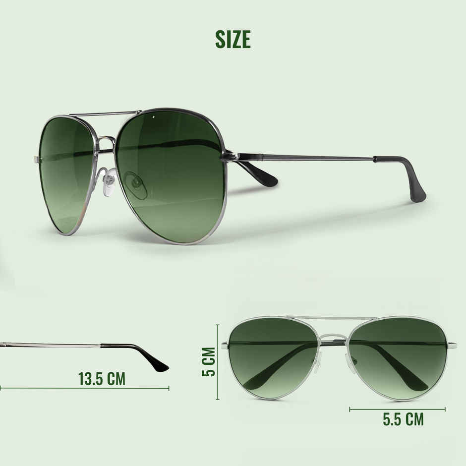 Slovic Unisex Aviators Sunglasses with UV400 Protection Lenses | Green and Silver
