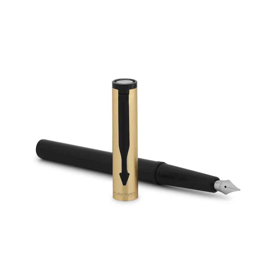 Parker Beta Premium Fountain Pen Gold Finish Cap | Blue Ink | Gift for Teacher