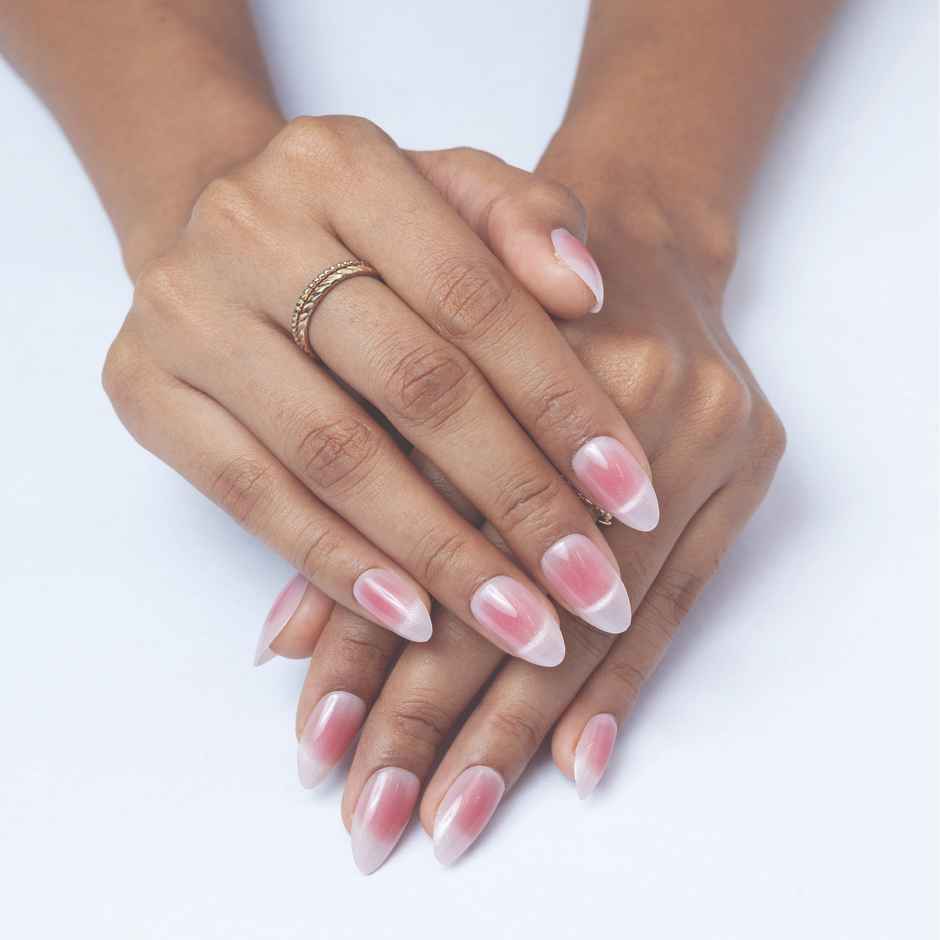 Pep Nails Berry Medium Almond Pink Cat Eye Reusable Press On Nails 30 Nail Tips