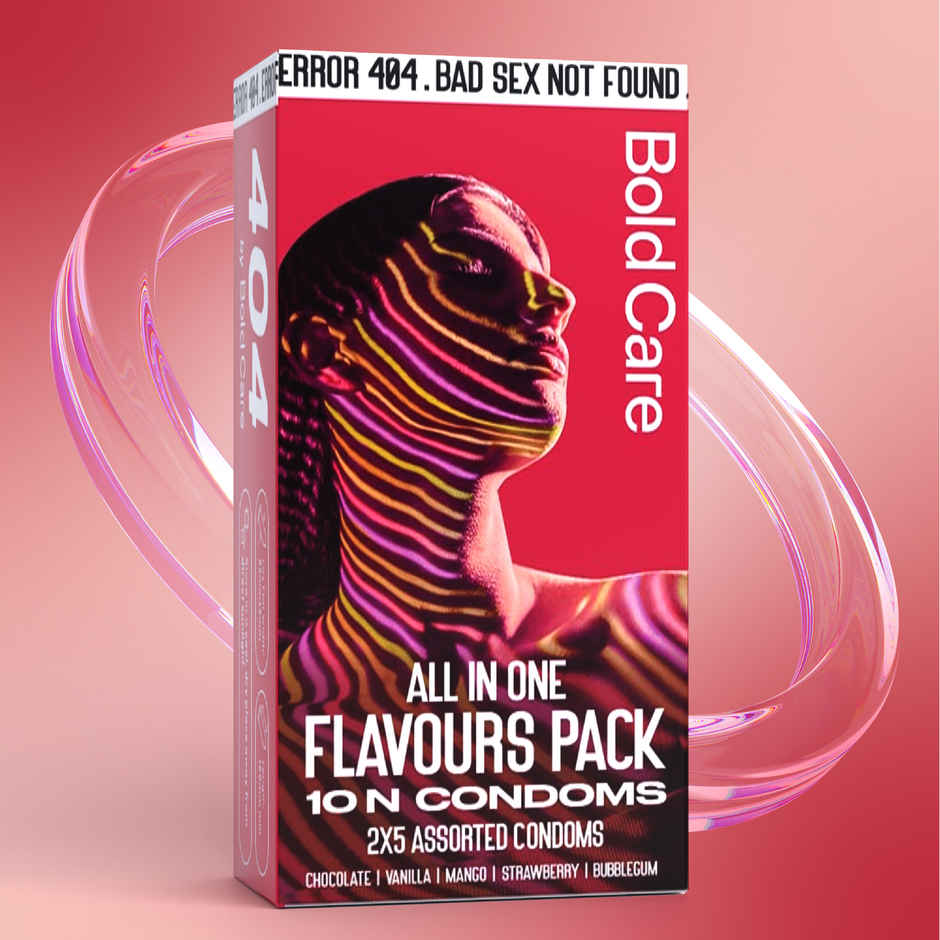 Bold Care 404 All-In-One Condoms Pack | Chocolate, Strawberry, Mango, Vanilla, Bubblegum