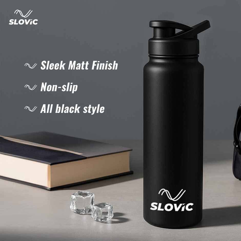 Slovic Steel Water Bottle with Sipper Cap 100% leak | Proof & BPA Free | 1 L
