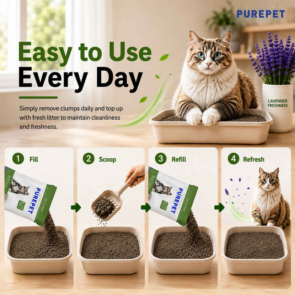 Purepet Lavender Fragrance Cat Litter for Multiple Cats Pet Litter Tray Refill