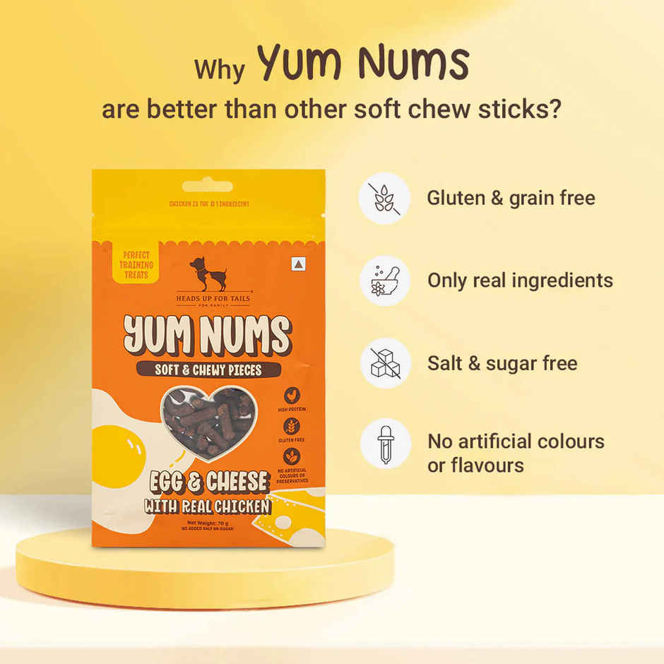 HUFT Yum Nums Egg & Cheese Soft Sticks Treat For Dogs