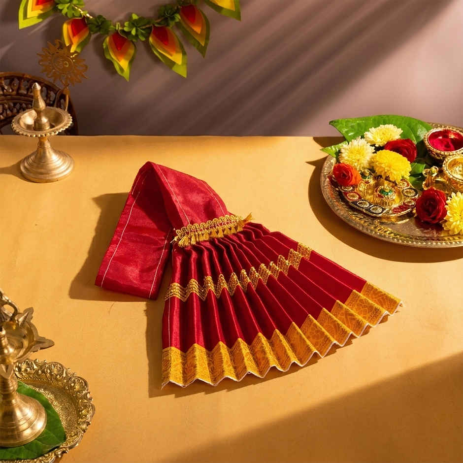 Lehenga Saree | Red | Deity Kalash Dress | Varalakshmi Pooja | Svasti