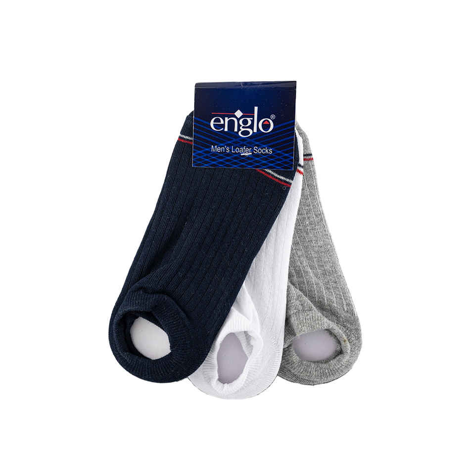 Englo Men's Solid 80% Cotton, 19% Polyester, and 1% Elastane Loafer Socks | Assorted - Free Size