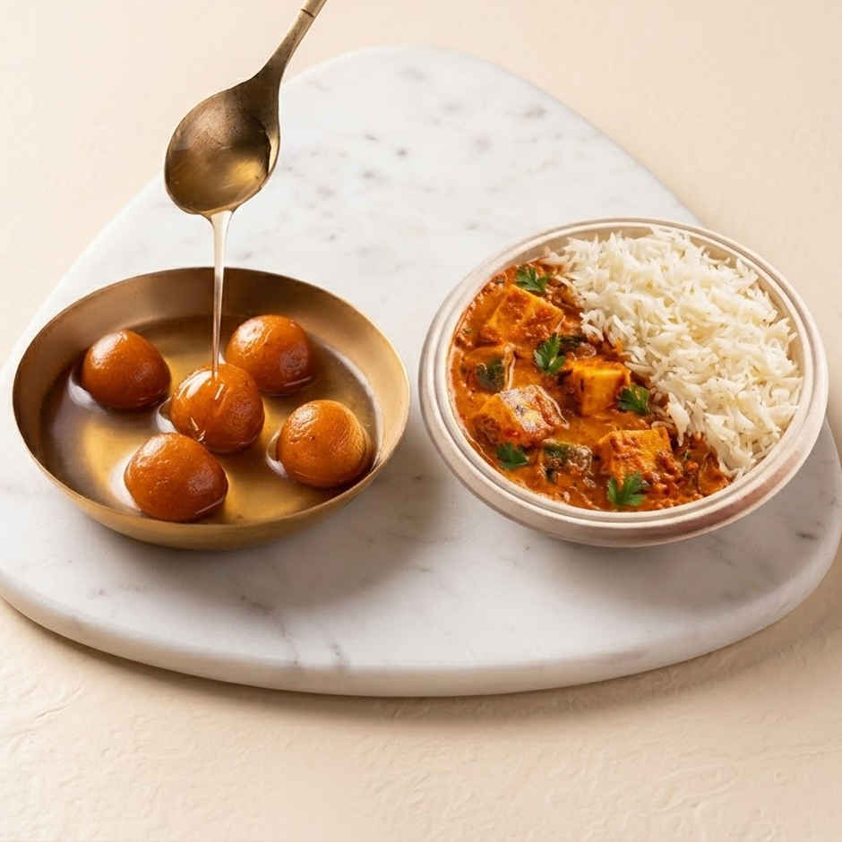 Paneer Makhani & Rice + Angoori Gulab Jamun