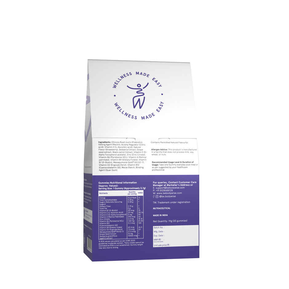 Be Bodywise 30 mcg Biotin Hair Gummies | Stronger Hair & Nails