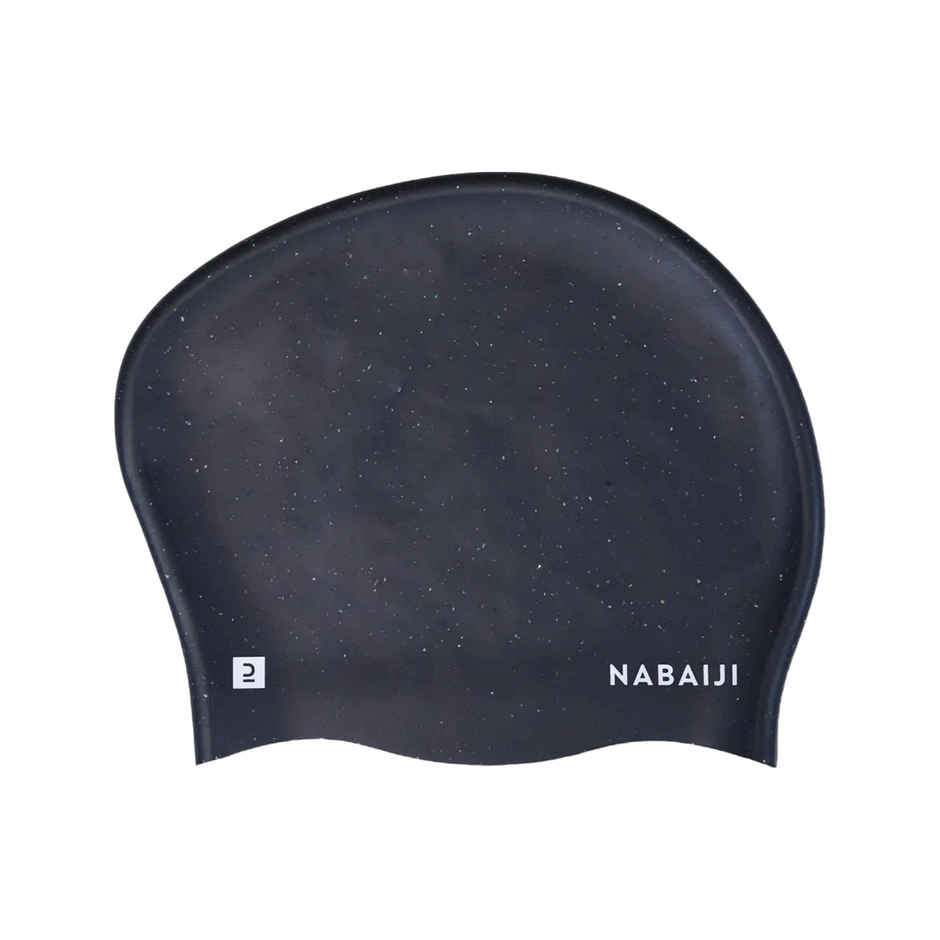Decathlon Nabaiji Adult Silicone Long Hair Swim Cap | Black | 56|60 Cm