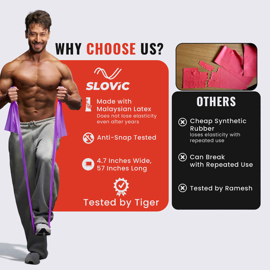 Slovic Thera Band for Physiotherapy, Stretching & Recovery Exercise - Light Purple
