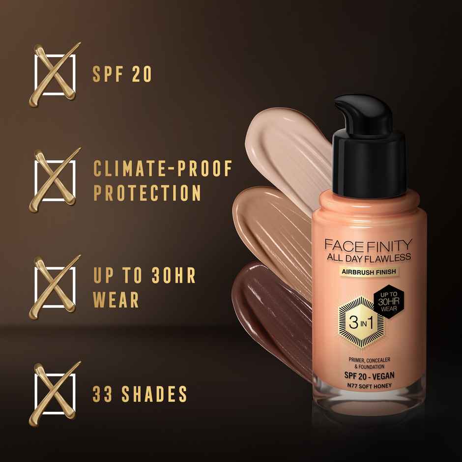 Max Factor Face Finity All Day Flawless 3 In 1 Foundation | Soft Honey