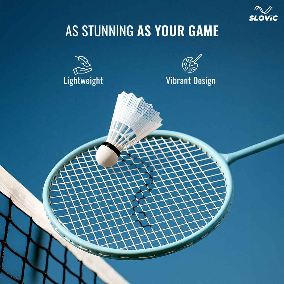 Slovic Lightweight Iron White Badminton Racquet with Cover | For Beginners & Regular Play