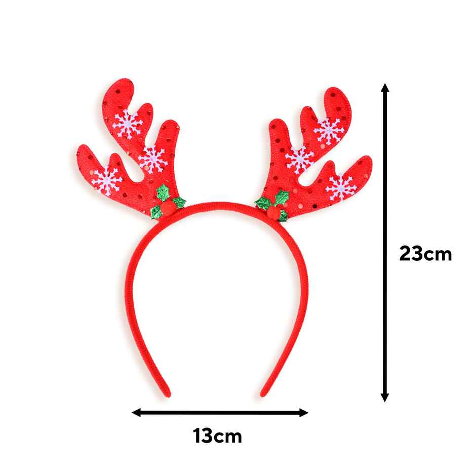 Red Deer Horn Christmas Hair Band | Party Accessory | Bandhan