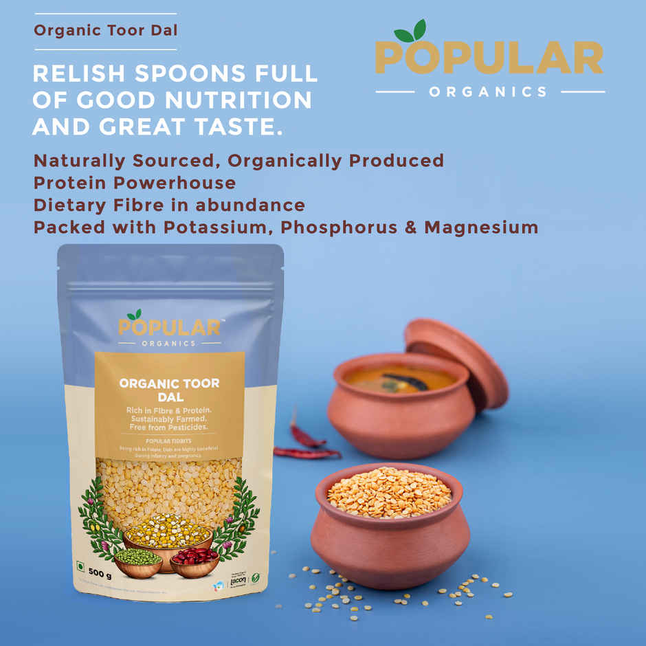 Popular Organics Toor Dal / Pigeon Peas | Ahar Dal