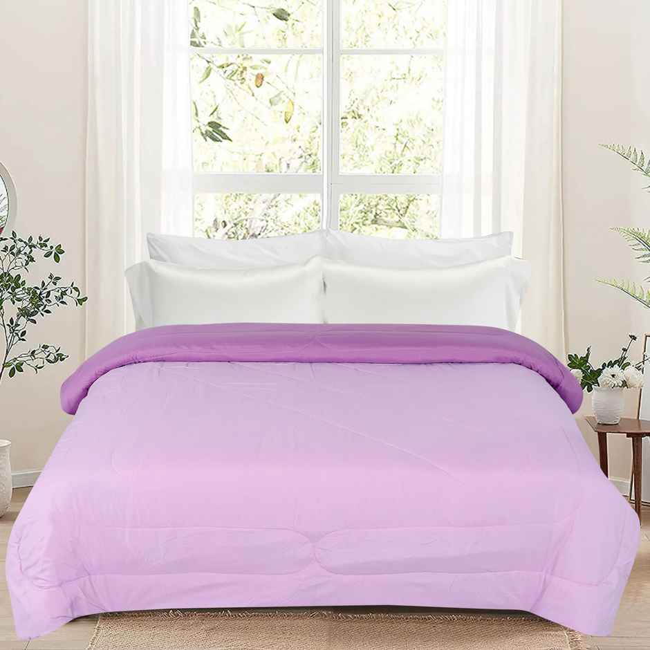 Dream Living Uphar | Comforter Solid Reversible Double Bed Cotton Rich Super Soft 220 x 240 cm | Lavender