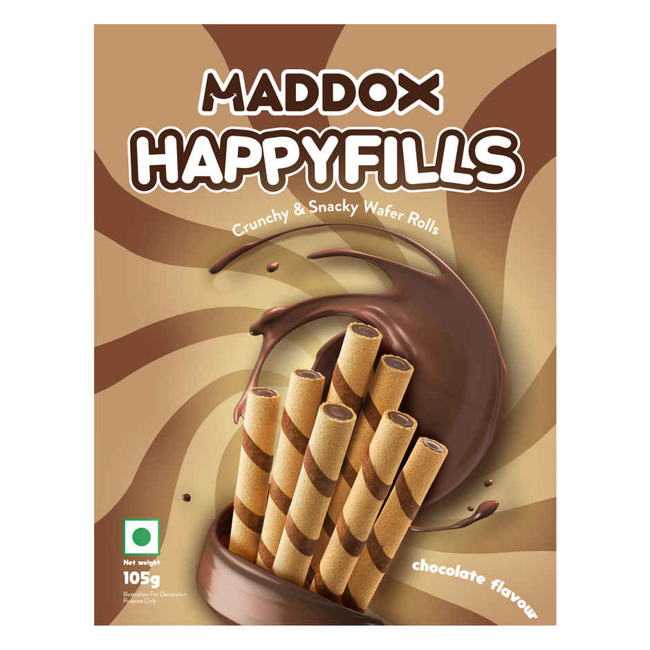 Maddox Happyfills Crunchy & Snacky Wafer Rolls | Chocolate Flavour