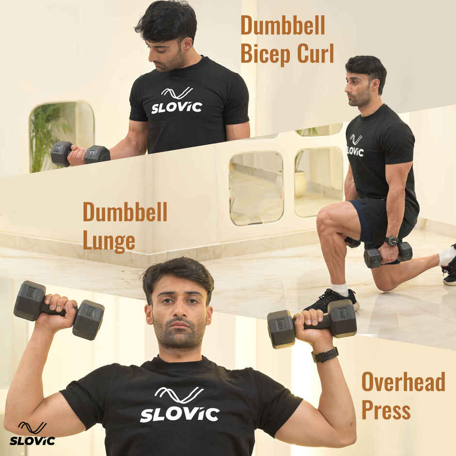 Slovic PVC Dumbbell Set (2 kg X 2) | Black | for Weightlifting & Home Gym | Non-Slip Coated Handle