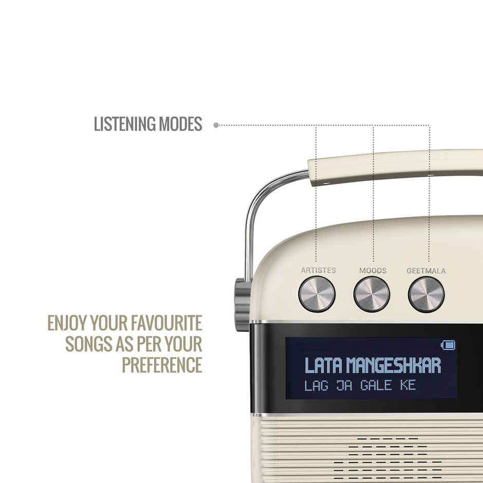 Saregama Carvaan Hindi -Portable Music Player with 5000 Preloaded Songs, FM/BT/AUX (Porcelain White)