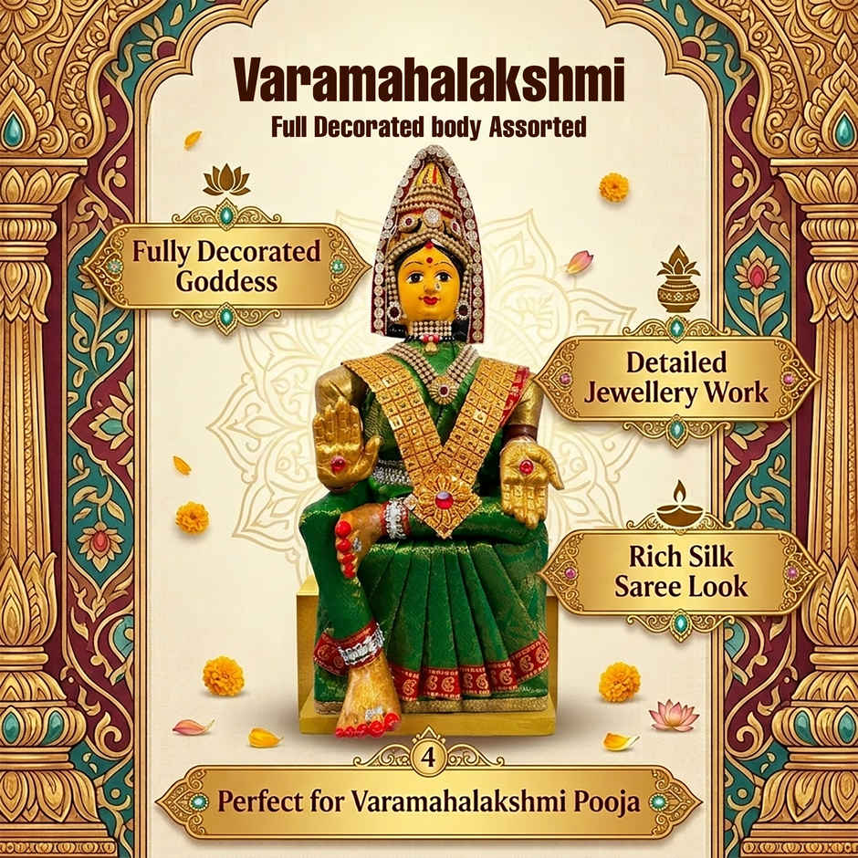 Lakshmi Idol Body | Normal | 15 Inch | Varalakshmi Pooja Decor | Svasti