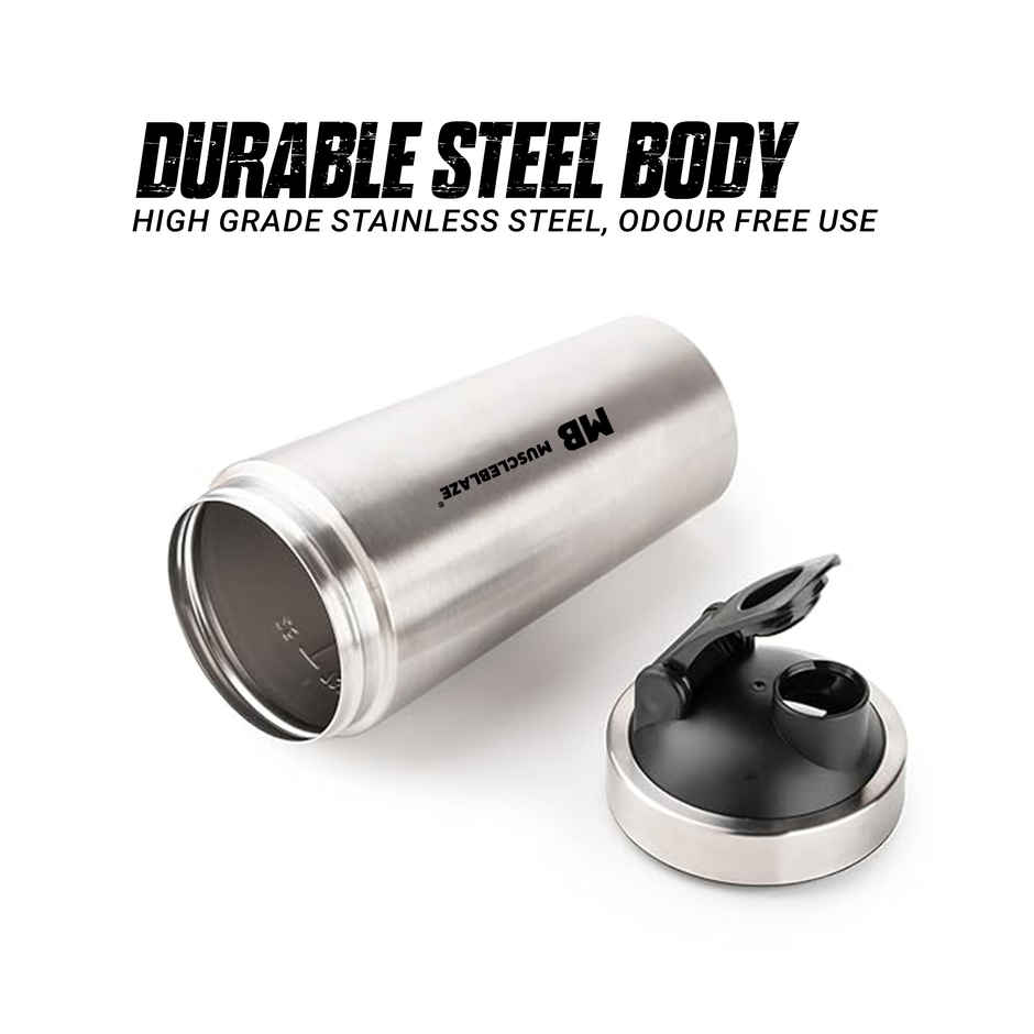 MuscleBlaze Gym Steel Shaker - Silver