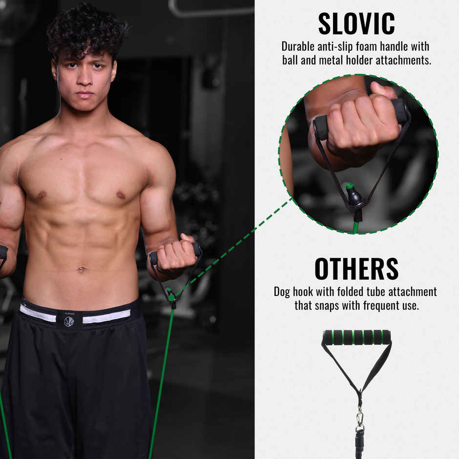 Slovic 30 kg - Green 20 kg + Blue 10kg Tube Resistance Band for Full Body Workout & Exercise