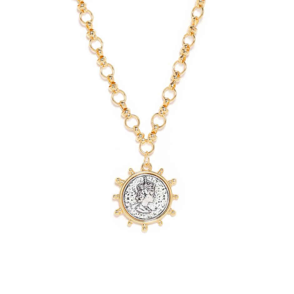 Rubans Voguish 22K Gold plated Link Chain Sunburst Charm Statement copper necklace