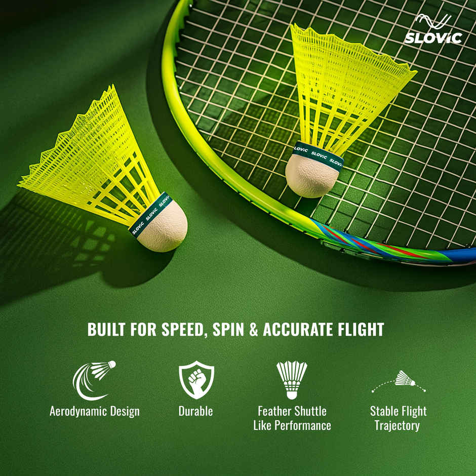 Slovic Shuttlecock with High-Durability Badminton Shuttle for Practice, Training & Matches