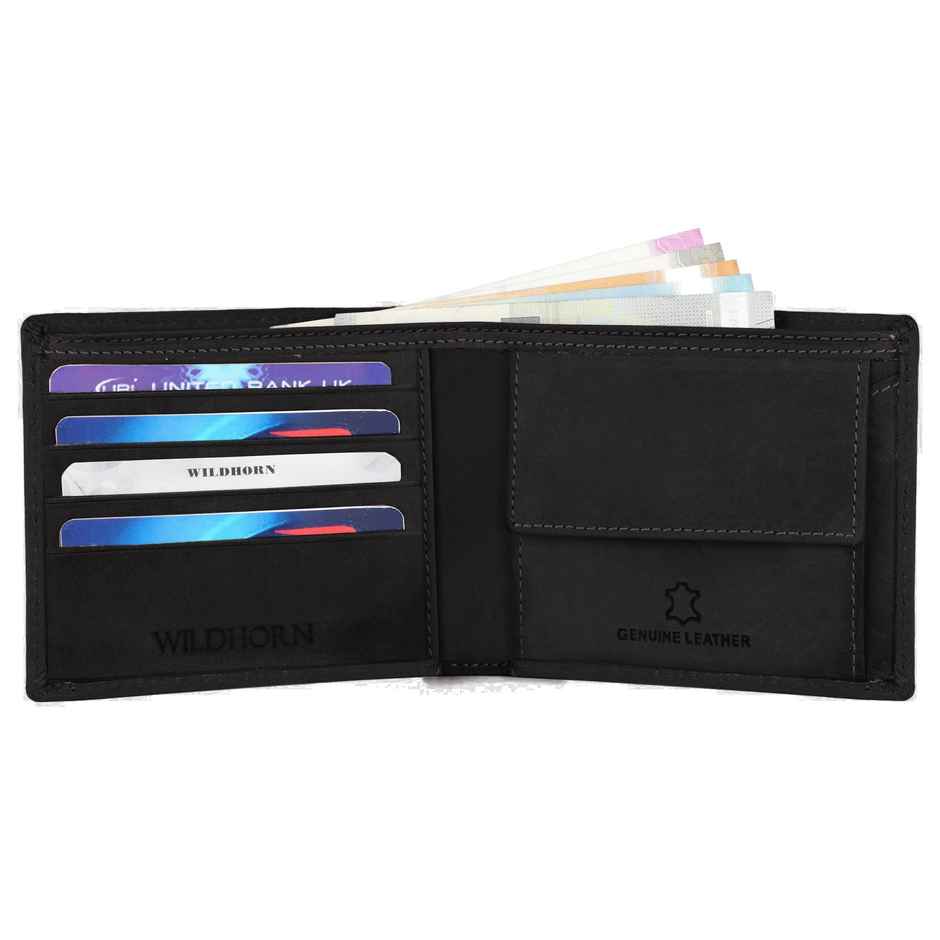 Wildhorn Men's Genuine Leather Bi-fold Wallet | Black