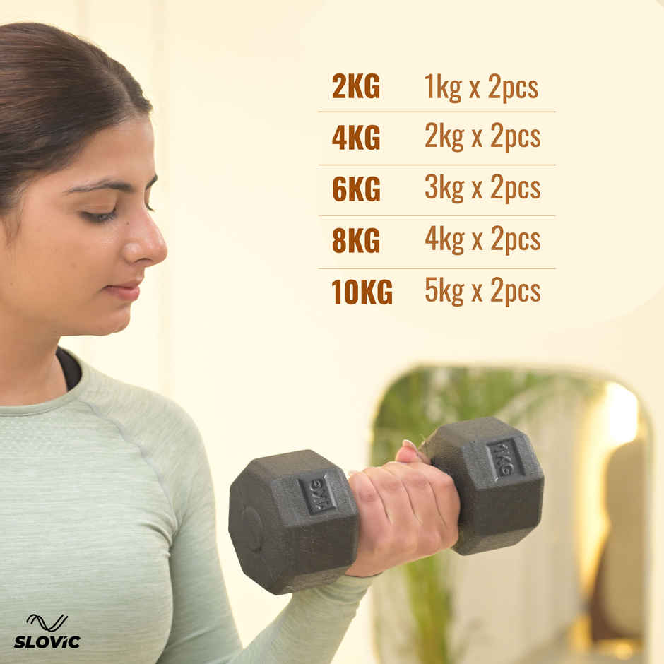 Slovic PVC Dumbbell Set (3 kg X 2) | Black | for Weightlifting & Home Gym | Non-Slip Coated Handle