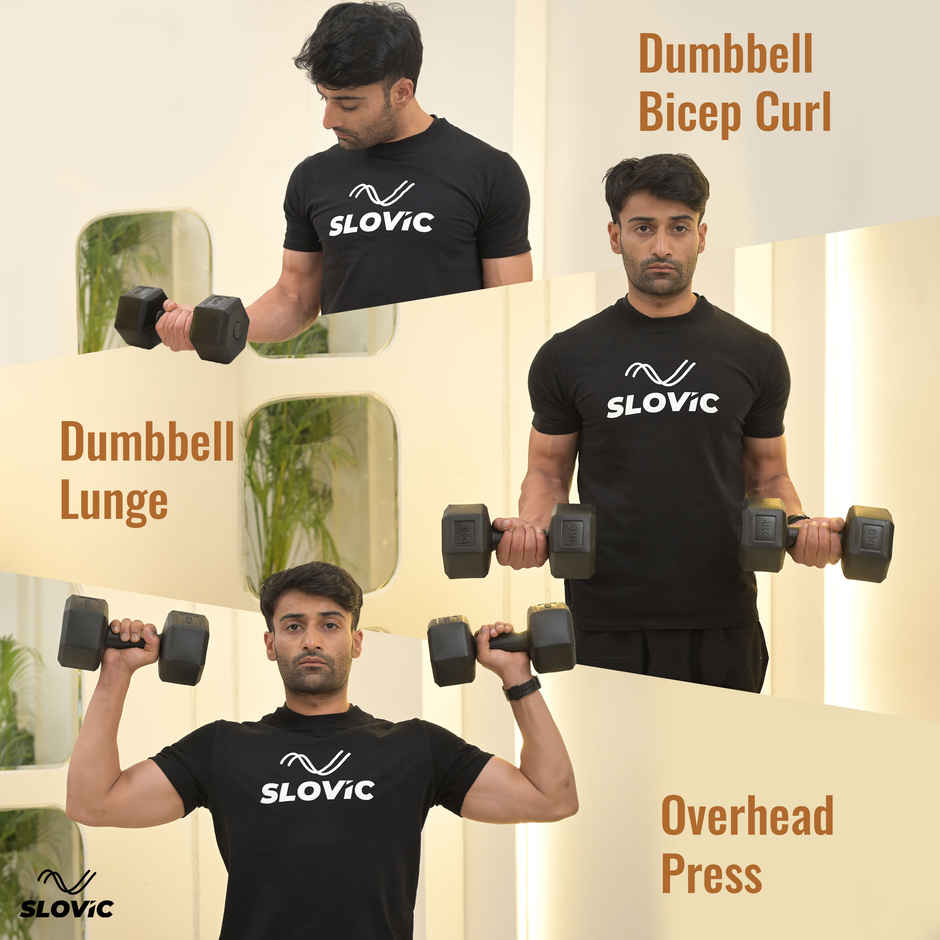 Slovic PVC Dumbbell Set (4 kg X 2) | Black | for Weightlifting & Home Gym | Non-Slip Coated Handle